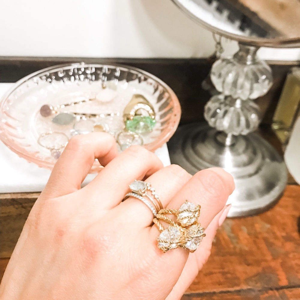 Vintage inspired Art Deco gold braid cocktail ring